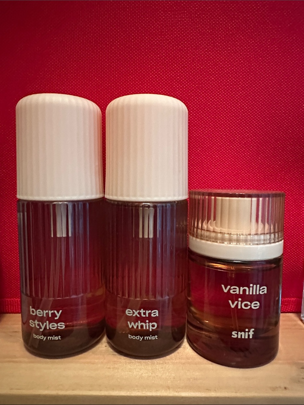 Snif vanilla vice and and berry styles